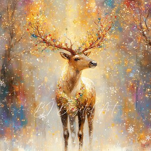 Goldene Weihnachten-Hirsch-Clipart, Weihnachtshirsch, Christmas Reindeer, Rentier Weichnachten, Elch, Hochwertige JPG, digitaler Download