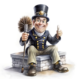 Ramoneur (image clipart) - PNG transparent et JPG, clipart aquarelle imprimable, téléchargement numérique, conception par sublimation, projets DIY, journaux