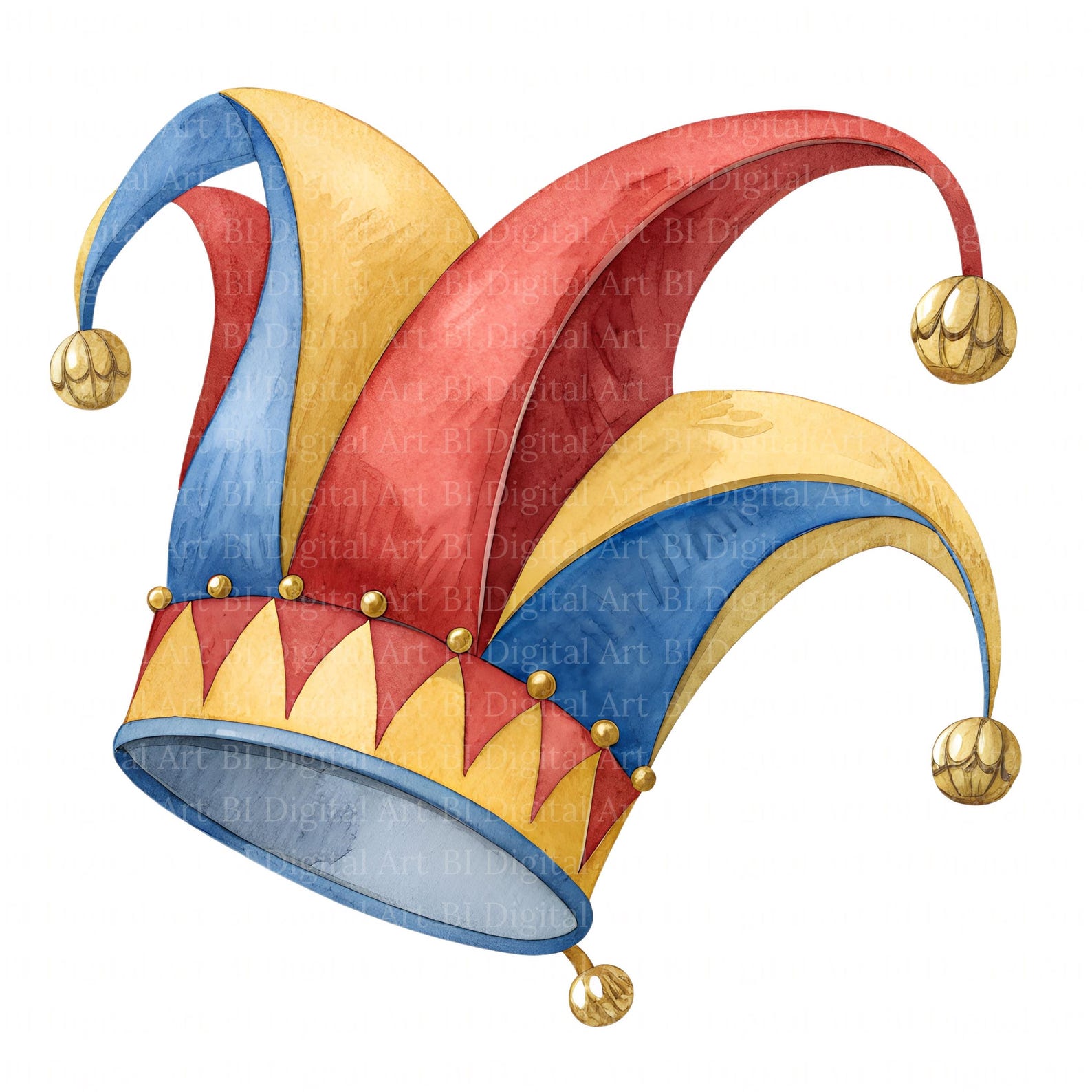 Watercolor Jester Hat Clipart – Carnival Illustrations (digital ...