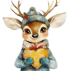 Clipart di cartoni animati di renna, clipart di renne di Natale, Natale di renne, decorazione della parete della scuola materna, download digitale, modello di carta