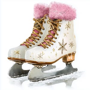Ice Skates Clipart, Winter Clipart, Watercolor Clip Art, Instant Digital Download, Commercial Use, Sublimation Design PNG, Digital Planner