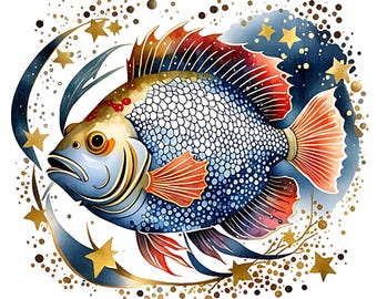 Abstract Fish Clipart PNG & JPG, Watercolor Fish, Sublimation Design, Printable Clipart, Digital Download, Commercial Use, Instant Download