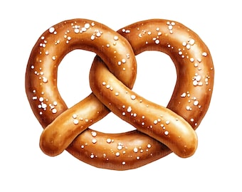 7 imágenes prediseñadas de pretzels, ilustraciones de pretzels del Oktoberfest, diseño de sublimación de pretzels bávaros en acuarela PNG JPG, descarga digital