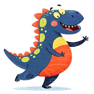 Cartoon dinosaur clipart, High-Quality PNGs | JPGs, Digital download, Sublimation design, Nursery decor, Papercraft, Junk Journal