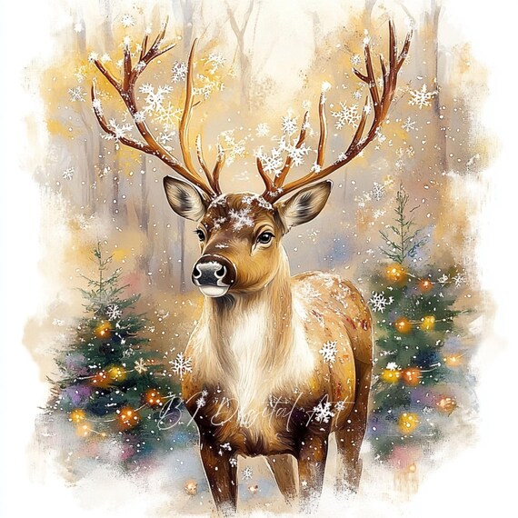 愛らしいクリスマス鹿のクリップアート、クリスマスの鹿、印刷可能な