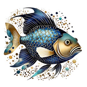 Clipart de peixe abstrato PNG e JPG, peixe aquarela, design de sublimação PNG, impressão instantânea, download digital, uso comercial,