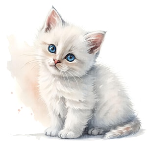 10 Kitten Cliparts, Cute Cat Images, Printable Watercolor Illustrations, High-Quality JPGs, Digital Download, Paper Crafts, Junk Journals