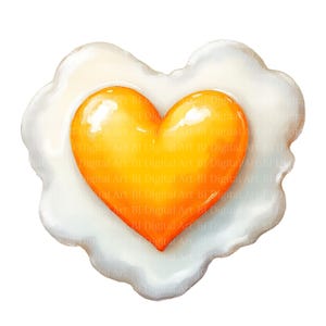 10 cliparts de ovos fritos em formato de coração, ilustração em aquarela de ovos fritos, designs de sublimação de ovos, PNG e JPG, criação de cartões, download digital