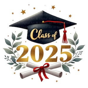 10 Cliparts „Klasse von 2025“ – Abitur & Uni Abschlussdesign, transparente PNG | JPG-Dateien, digitaler Download, Sublimation Grafiken