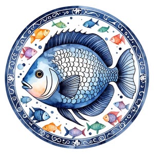 Clipart de peixe abstrato PNG e JPG, peixe aquarela, design de sublimação PNG, impressão instantânea, download digital, uso comercial,