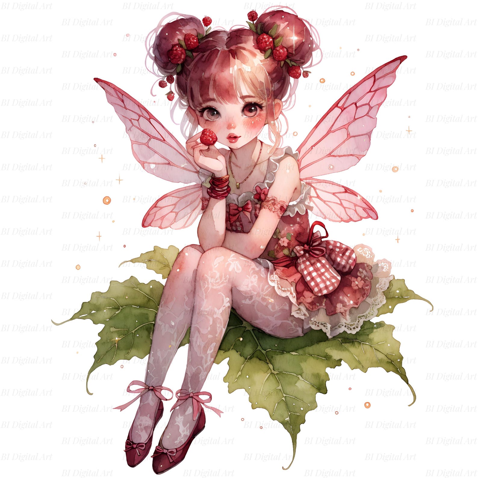 10 Garden Fairy Clipart, Cute Fairy Sitting on Leaf, Watercolor Flower ...