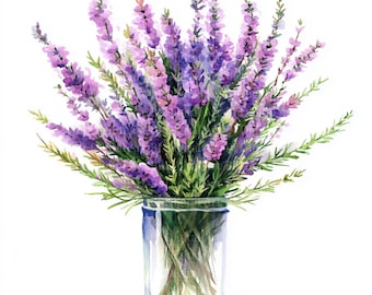 Watercolor Heather Clipart, Floral Illustrations (Digital Download)