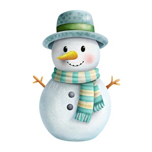 Cute Snowman Clipart - Winter-Christmas Digital Graphics for DIY Crafts, Scrapbooking-Print Projects - Instant Download, Sublimation Clipart