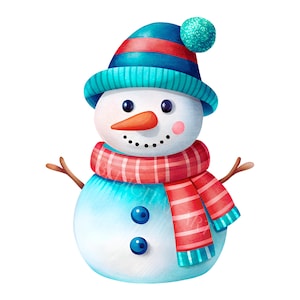 Cute Snowman Clipart PNG, Winter-Christmas Digital Graphics for DIY Crafts, Scrapbooking- Instant Download, Sublimation Design, Junk Journal