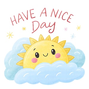 10 clipart di sole e nuvole, design "Buona giornata", PNG trasparenti, download digitale, design a sublimazione, arredamento per cameretta, diario