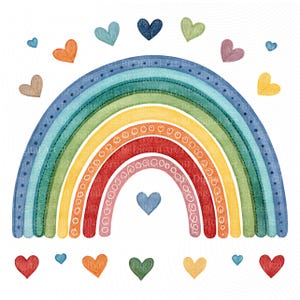 10 Rainbow with Heart Clipart, Watercolor Rainbow, High-Quality PNG/JPG, Printable Rainbow Digital download, Sublimation design, Papercrafts