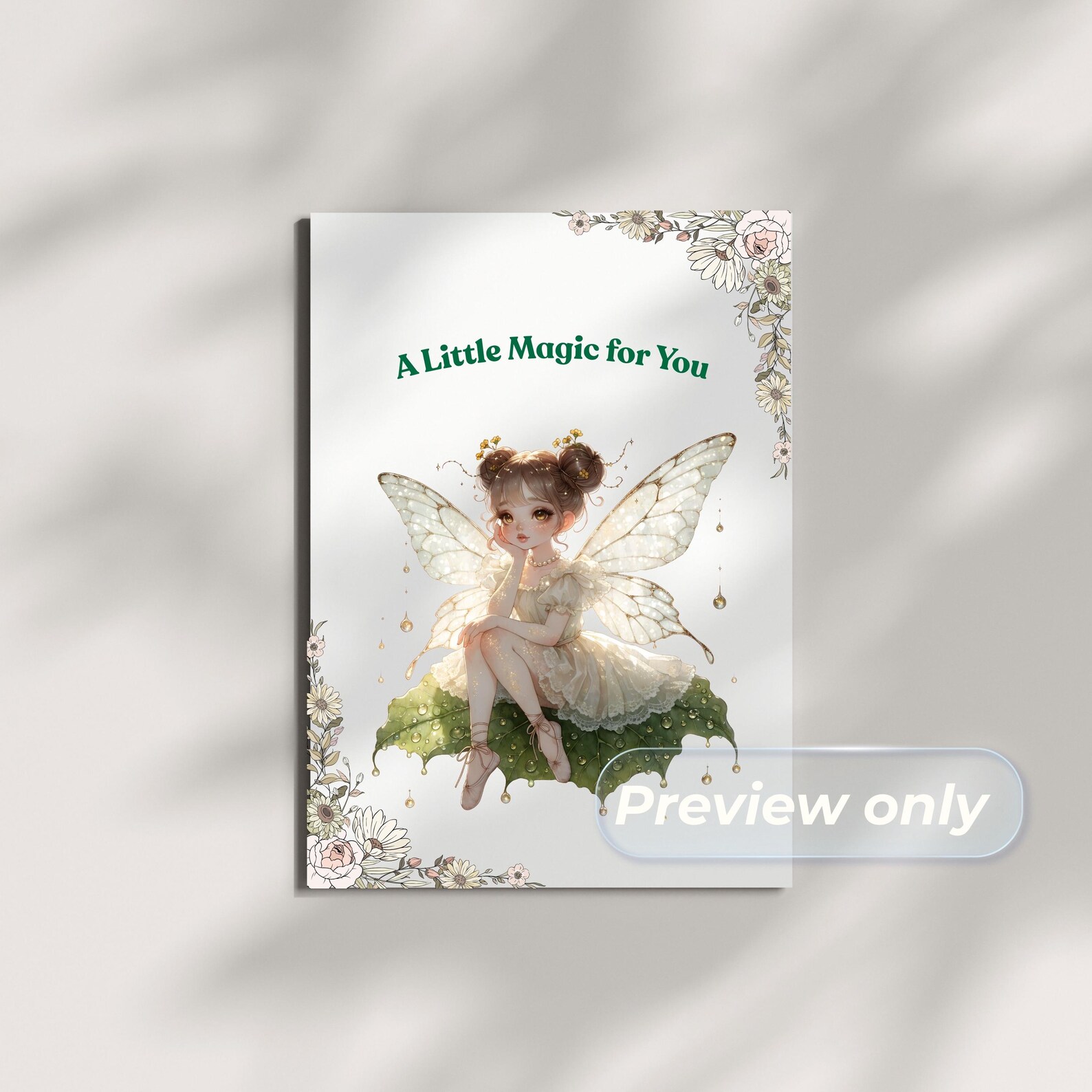 10 Garden Fairy Clipart, Cute Fairy Sitting on Leaf, Watercolor Flower ...