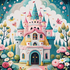 Prinzessin Burg Clipart,  Prinzessin Schloss Clipart, hochwertige JPG,  digitaler Download, Papiermodell, Junk Journals, Scrapbooking