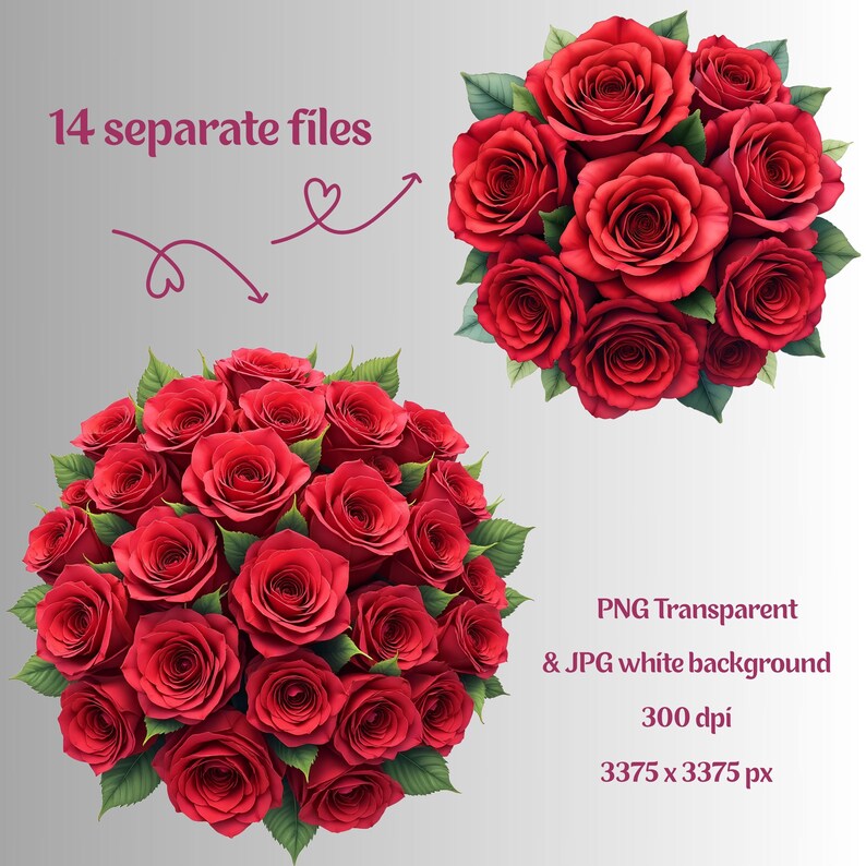 Watercolor Red Roses Bouquet Clipart – Floral Illustrations (digital ...