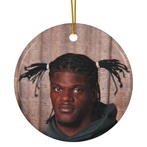 Ceramic Ornament, Holiday Lamar Jackson Ornament (one shape), Christmas Tree Decor, Baltimore Ravens Fan Gift, NFL Football Decor, Unique