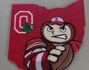 Ohio State Buckeyes hand painted wood team cut out wall decor