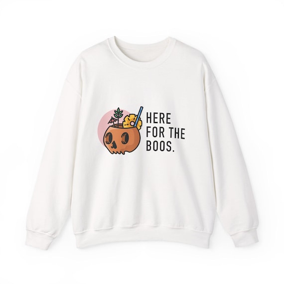 Here For The Boos pumpkin skull illustration Sweatshirt | Halloween spooky season