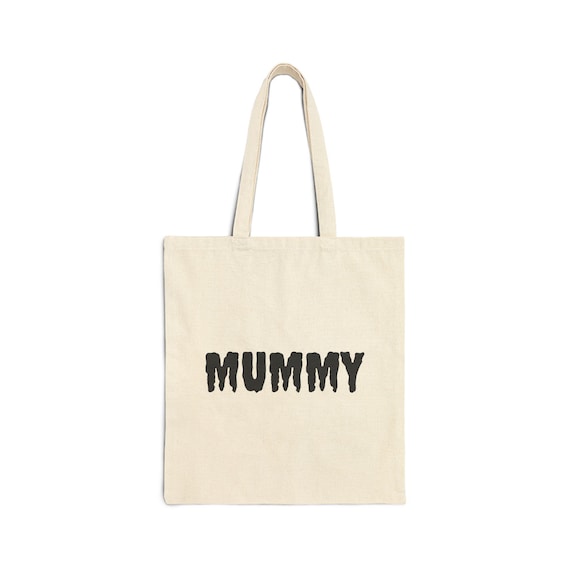 Mummy text design Tote Bag | Halloween spooky typography canvas tote