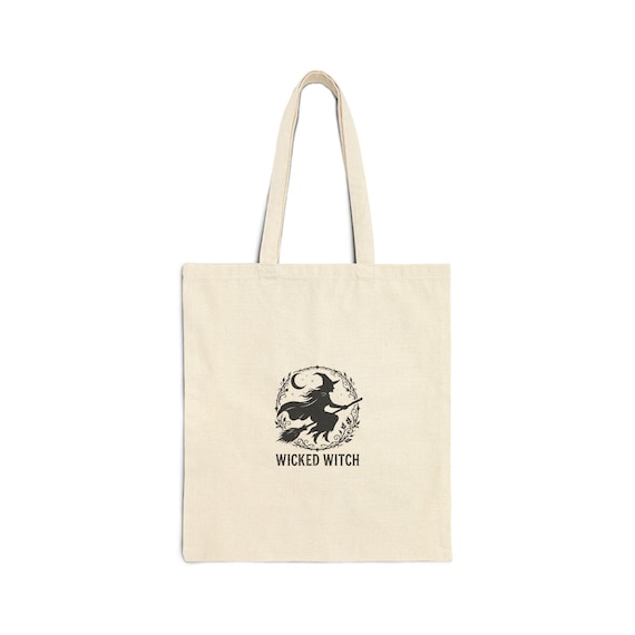 Wicked Witch Silhouette Tote Bag | Halloween Canvas Tote (12 oz Cotton)