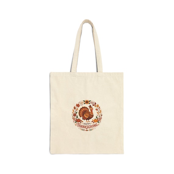 Thanksgiving Turkey Wreath Tote Bag | Fall Harvest, Autumn Leaves