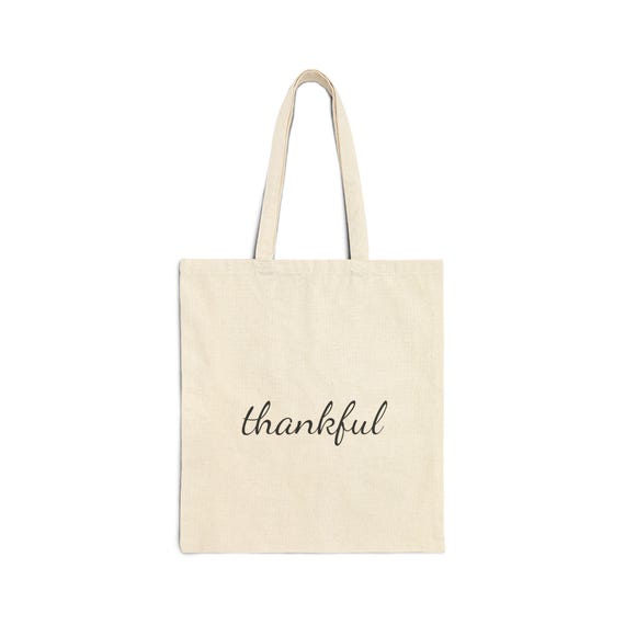 Thankful Script Tote Bag | 12 oz Cotton Canvas Grocery Market Bag