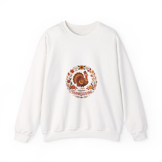 Thanksgiving Turkey Wreath Sweatshirt | Fall Leaves Pilgrim Harvest