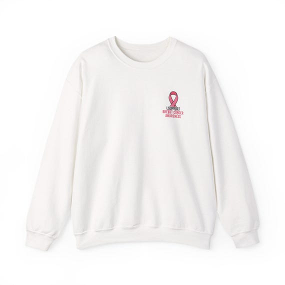 Breast Cancer Awareness Ribbon sweatshirt | Small Chest Logo, Pink Ribbon
