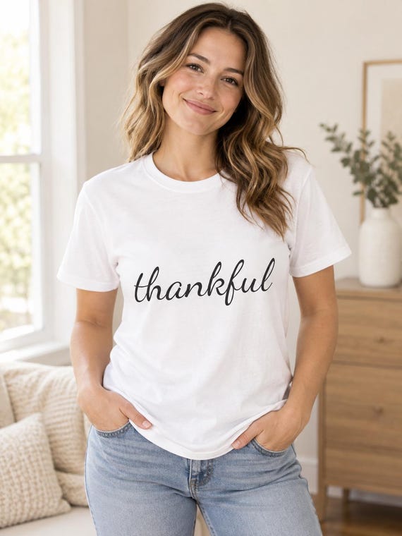 thankful script shirt | Thankful T-Shirt, Cursive Thanksgiving Tee
