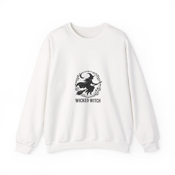 Wicked Witch silhouette crewneck sweatshirt | Halloween witch broom design