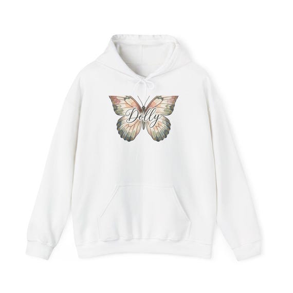 Dolly Script Butterfly Illustration Hoodie | Pastel Floral Wings