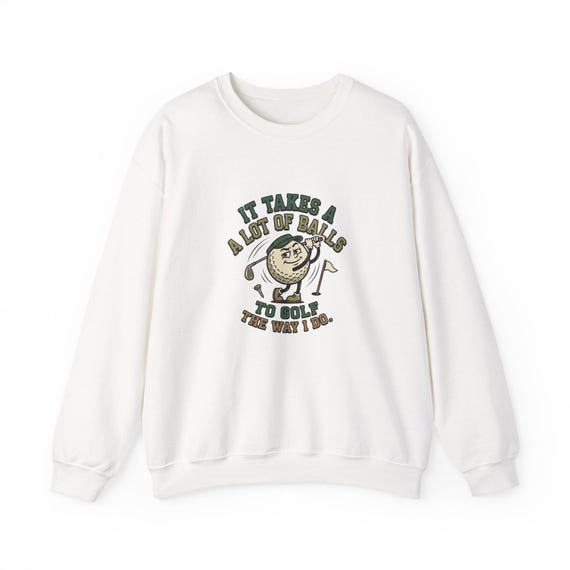 Golf Cartoon Sweatshirt: Retro Golf Illustration, Humorous Slogan Crewneck