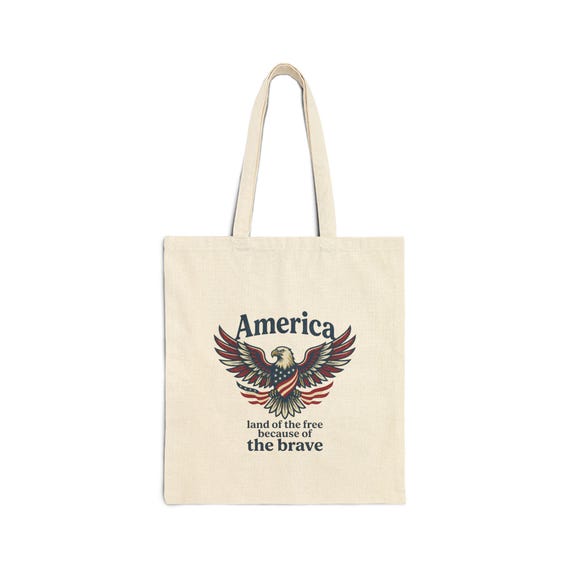 America Eagle tote bag | patriotic eagle design, land of the free text