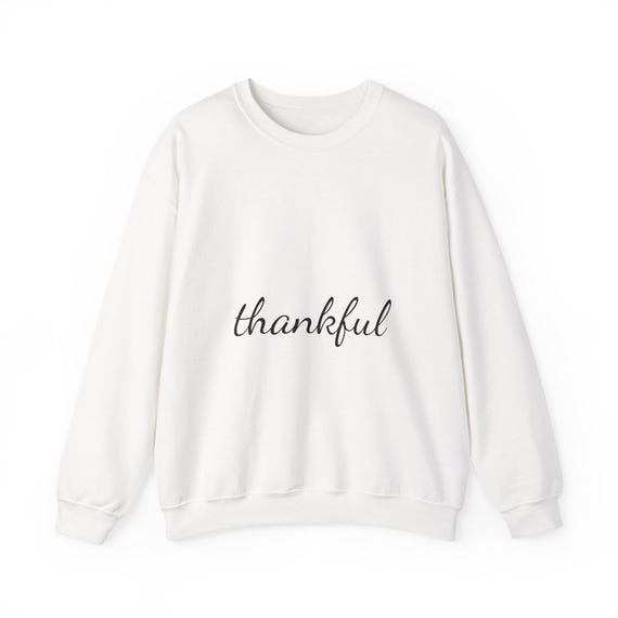 thankful Crewneck Sweatshirt | Handlettered Script, Minimal Thanksgiving Fall