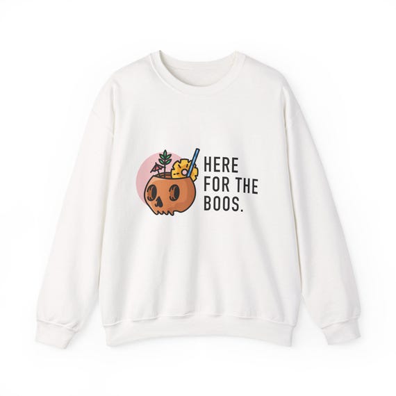 Here For The Boos pumpkin skull illustration Sweatshirt | Halloween spooky season