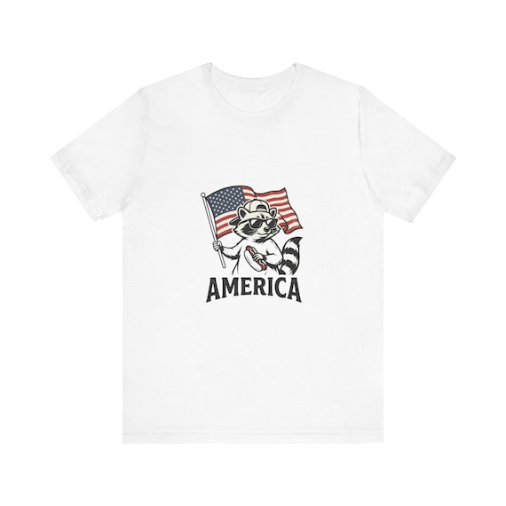 Raccoon Holding American Flag tee | America patriotic shirt