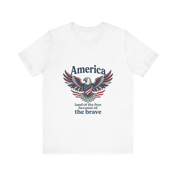Patriotic Bald Eagle Tee | Land of the Free, Brave (Airlume Cotton)