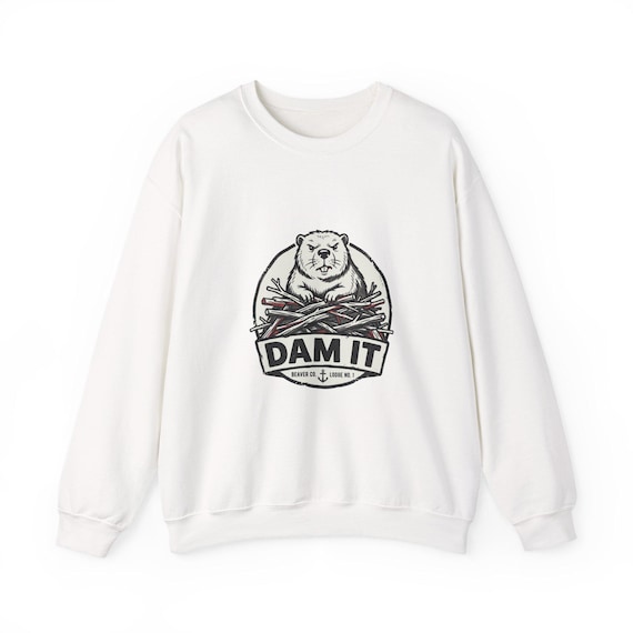 Beaver 'DAM IT' Logo Crewneck Sweatshirt | Lumberjack Retro Badge