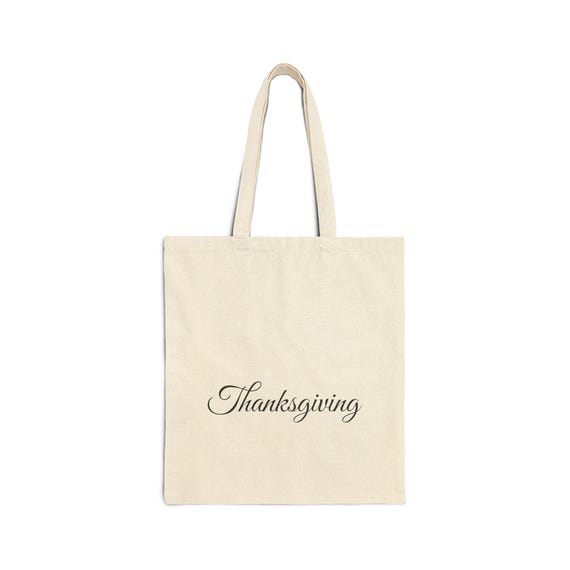 Thanksgiving Script Tote Bag | Holiday Harvest Market Grocery Tote