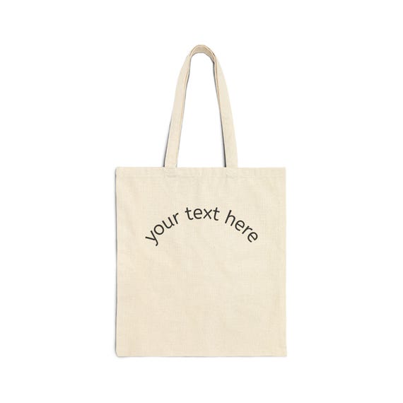 Custom Curved Text Canvas Tote Bag | Personalized Cotton Tote