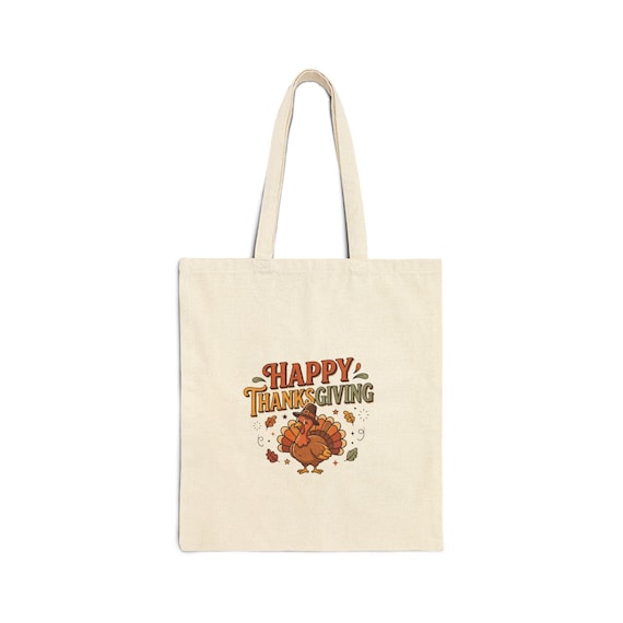 Happy Thanksgiving Turkey Tote Bag | Fall Leaves, Harvest Holiday