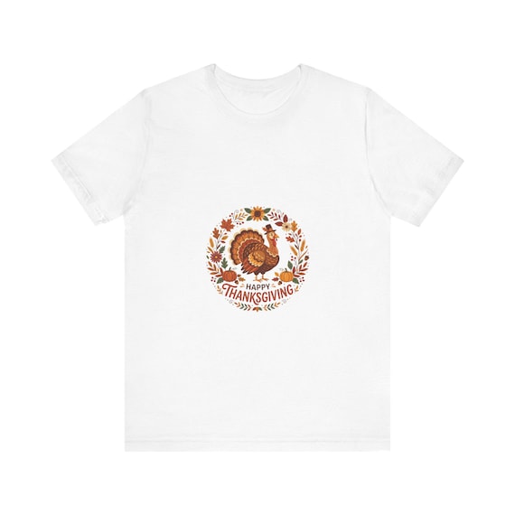 Happy Thanksgiving Turkey Tee | Autumn Leaves Wreath