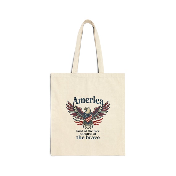America Eagle tote bag | patriotic eagle design, land of the free text