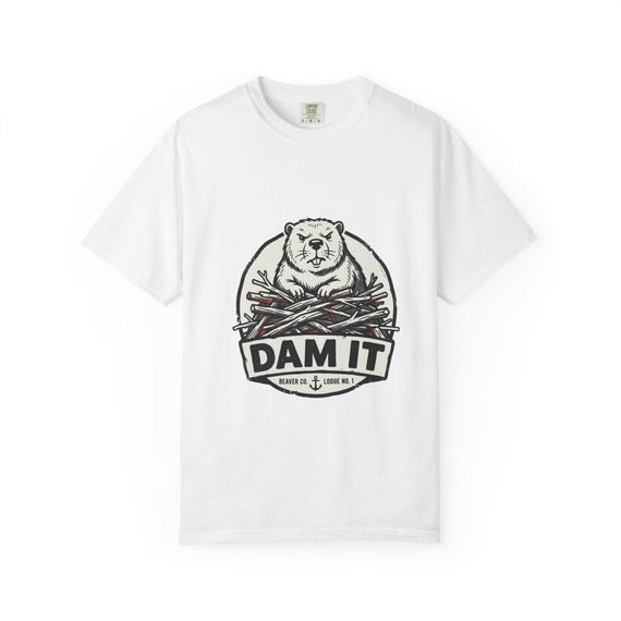 Dam It Beaver Illustration T-Shirt | Retro Lodge Nature Graphic