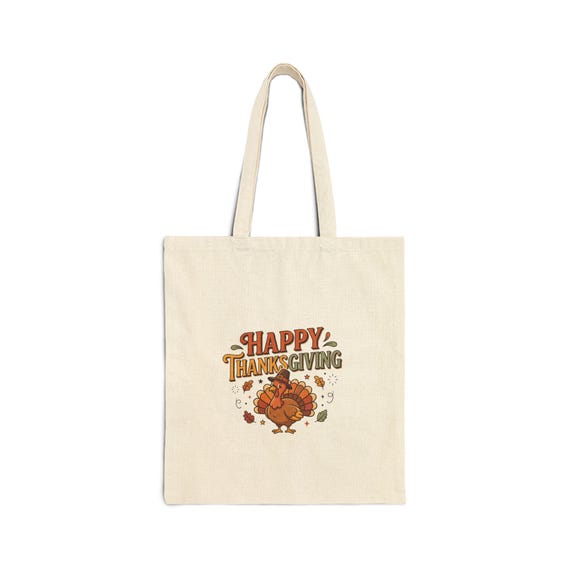 Happy Thanksgiving Turkey Tote Bag | Fall Leaves, Harvest Holiday