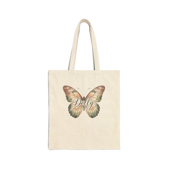 Vintage Watercolor Butterfly tote bag | personalized name script